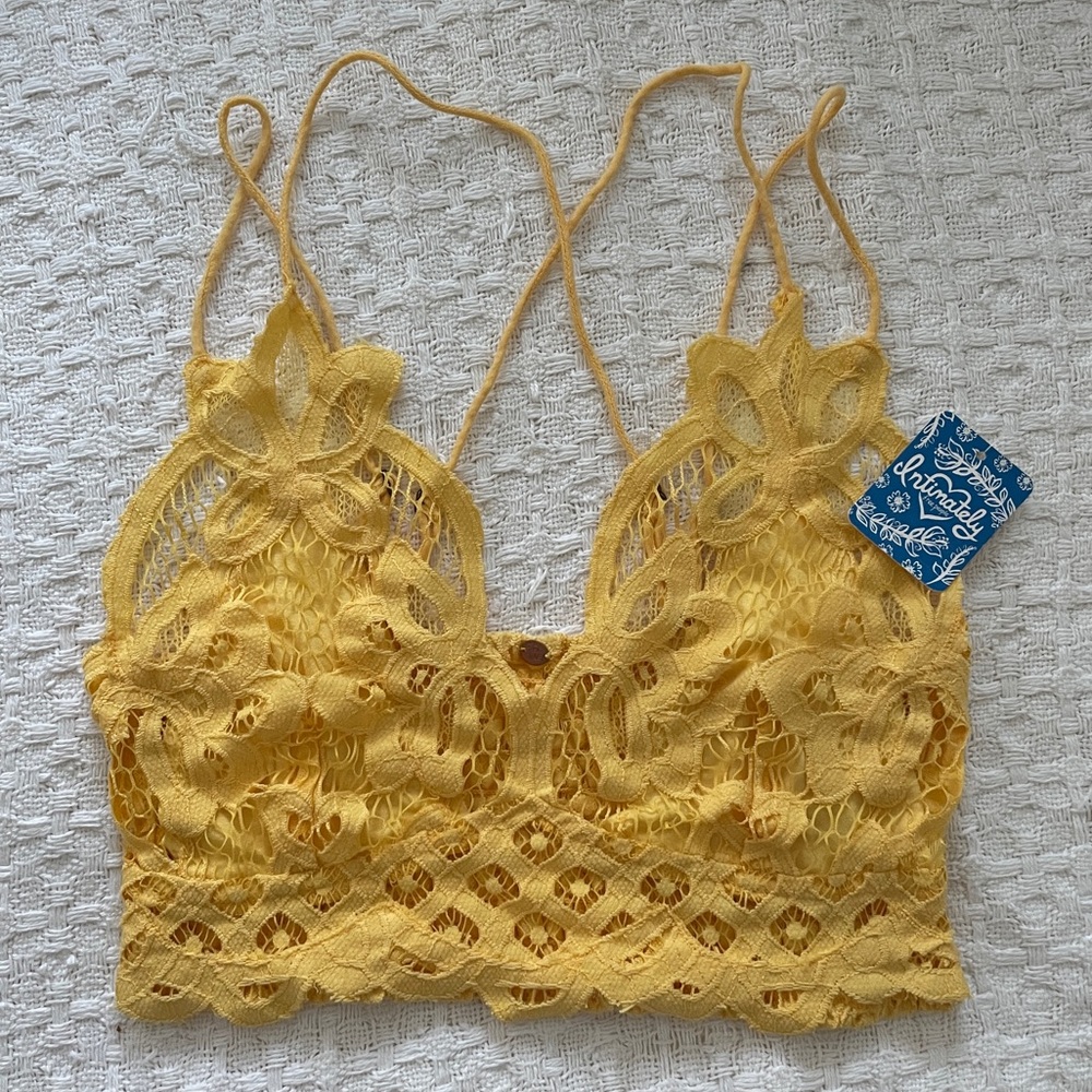NWT Free People Adella yellow longline bralette with adjustable straps